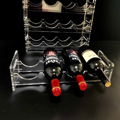 Organizador apilable libre de acrílico claro Display Wine Rack de la botella