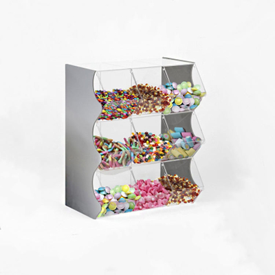 compartimientos de acrílico de la exhibición del caramelo del grueso de 3m m con el gabinete del lucite de los divisores