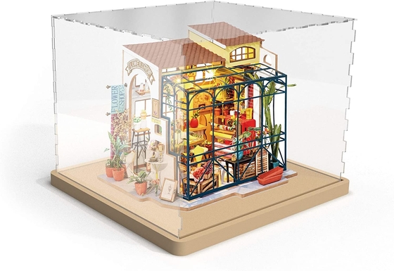Guardapolvo claro transparente de la base de madera de acrílico para el modelo de la casa de los coleccionables DIY