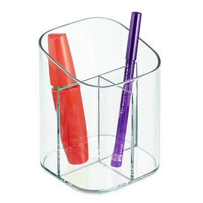 Accesorios de acrílico apilables del cuarto de baño de la taza del tenedor de cepillo del maquillaje de la caja de presentación de PMMA