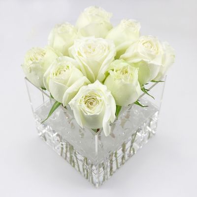 caja de acrílico gruesa de la flor de 0.5m m con los agujeros para el regalo de boda del día de tarjetas del día de San Valentín