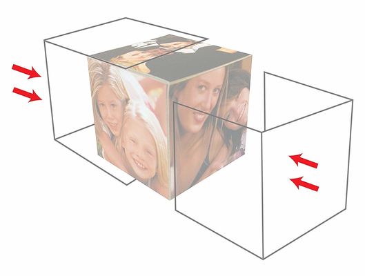 El plástico transparente 6 echó a un lado el cubo de acrílico 3.25x3.25Inch de la foto para el regalo