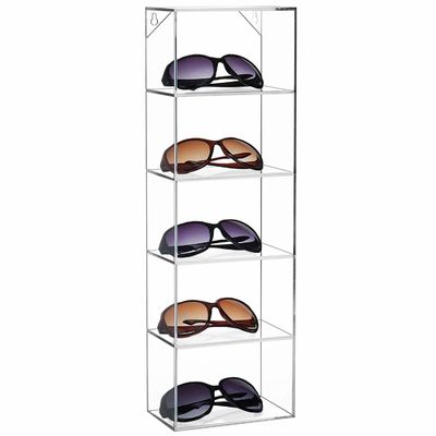 tenedor de acrílico de las gafas de sol del claro 22Inch, exhibición de pared de acrílico de Sunglass de 5 ranuras