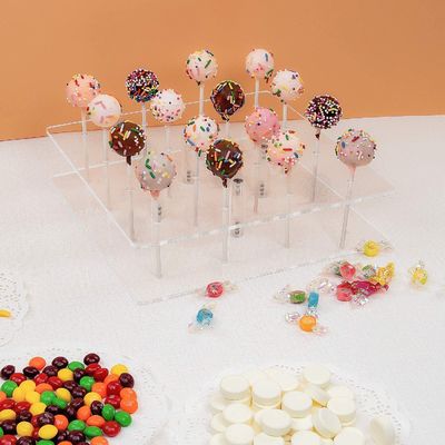 Tenedor de acrílico de la exhibición de la piruleta del cuadrado de la exhibición del caramelo de 16 agujeros para las bodas