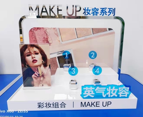 Soporte de exhibición de acrílico modificado para requisitos particulares del maquillaje de 18m m con el material del lucite del plexiglás